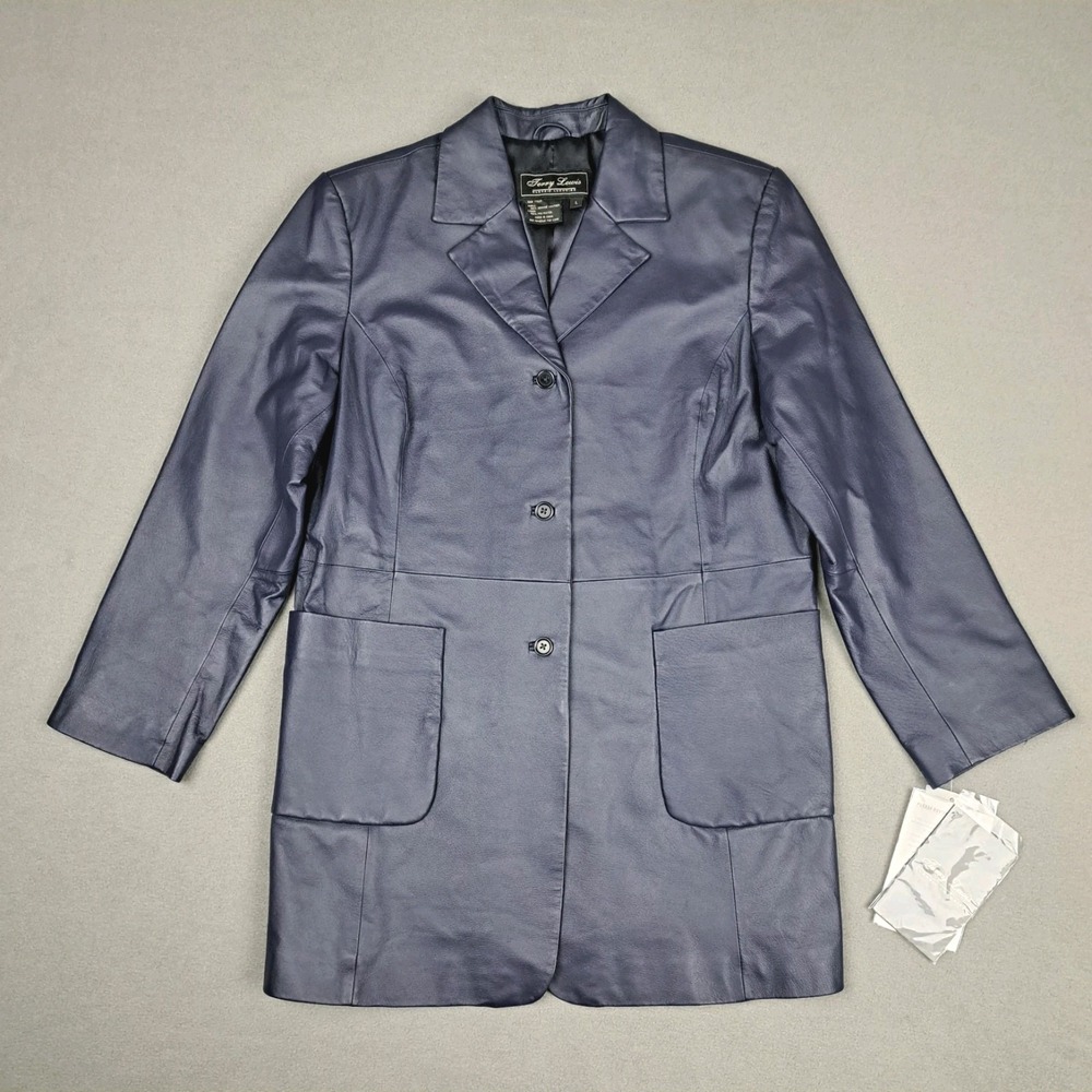 Vintage Terry Lewis Leather‎ Jacket Women's Large Deep Purple Coat Brand New